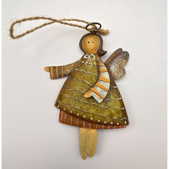 Rustic Metal Angel Christmas Tree Ornament Folk Art Whimsical Religious - Picture 6 of 6